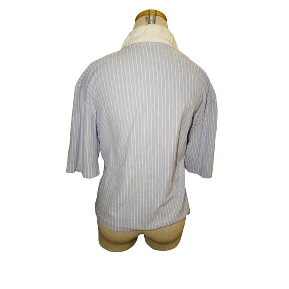 Polo Golf Ralph Lauren Striped Polo Shirt L Blue White Linen Silk Blend - Picture 7 of 10